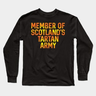 Member of Scotland's Tartan Army, Scottish Lion Rampant Coloured Tartan, Scottish Football Slogan Long Sleeve T-Shirt